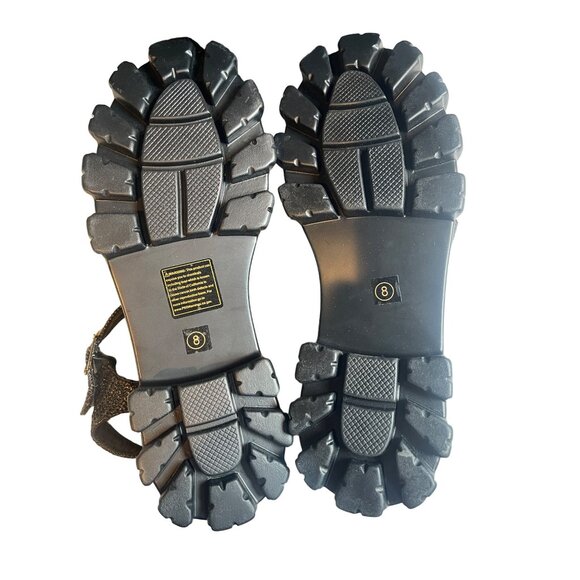 New Cape Robbin Modestia Chunky Black Woven Strap Sandals Women's Size 8 - Picture 6 of 9